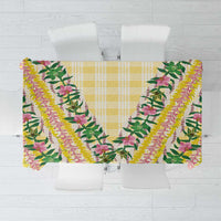 Hawaii Pikake Lokelani Plumeria Lei Tablecloth Yellow Palaka Motifs LT05 Yellow - Polynesian Pride