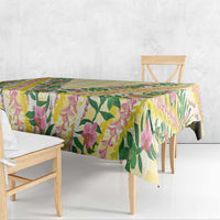 Hawaii Pikake Lokelani Plumeria Lei Tablecloth Yellow Palaka Motifs LT05 - Polynesian Pride