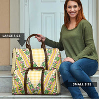 Hawaii Pikake Lokelani Plumeria Lei Travel Bag Yellow Palaka Motifs LT05 - Polynesian Pride