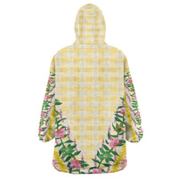 Hawaii Pikake Lokelani Plumeria Lei Wearable Blanket Hoodie Yellow Palaka Motifs LT05 - Polynesian Pride