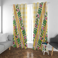 Hawaii Pikake Lokelani Plumeria Lei Window Curtain Yellow Palaka Motifs