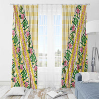 Hawaii Pikake Lokelani Plumeria Lei Window Curtain Yellow Palaka Motifs