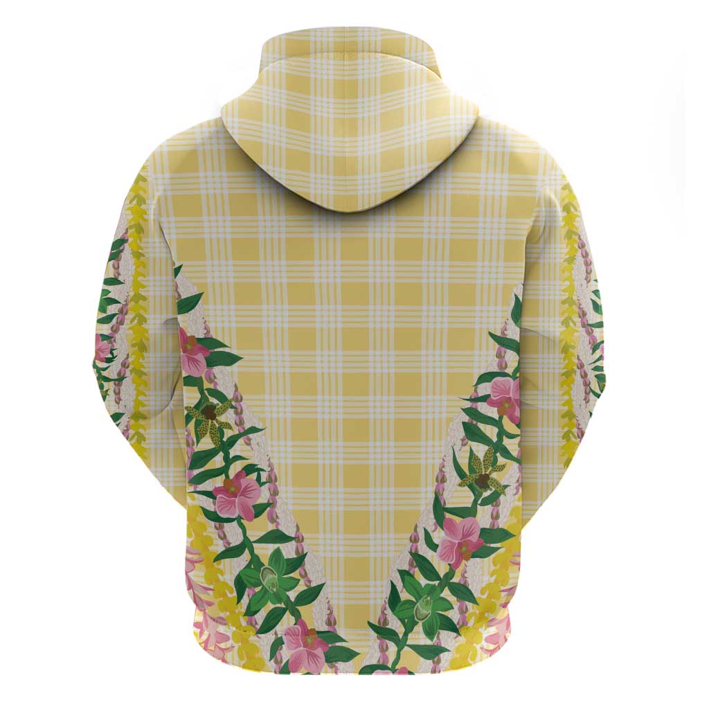 Hawaii Pikake Lokelani Plumeria Lei Zip Hoodie Yellow Palaka Motifs LT05 - Polynesian Pride