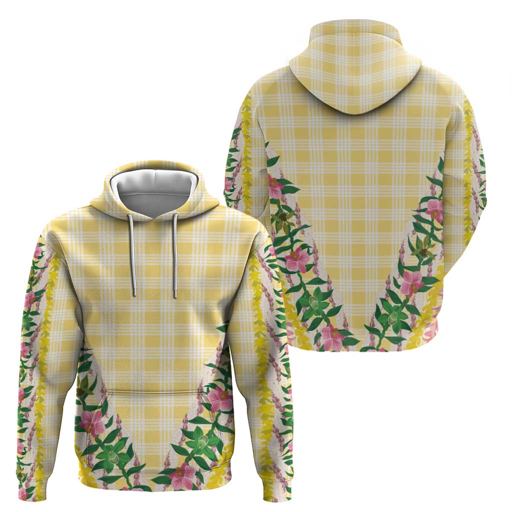 Hawaii Pikake Lokelani Plumeria Lei Zip Hoodie Yellow Palaka Motifs LT05 - Polynesian Pride