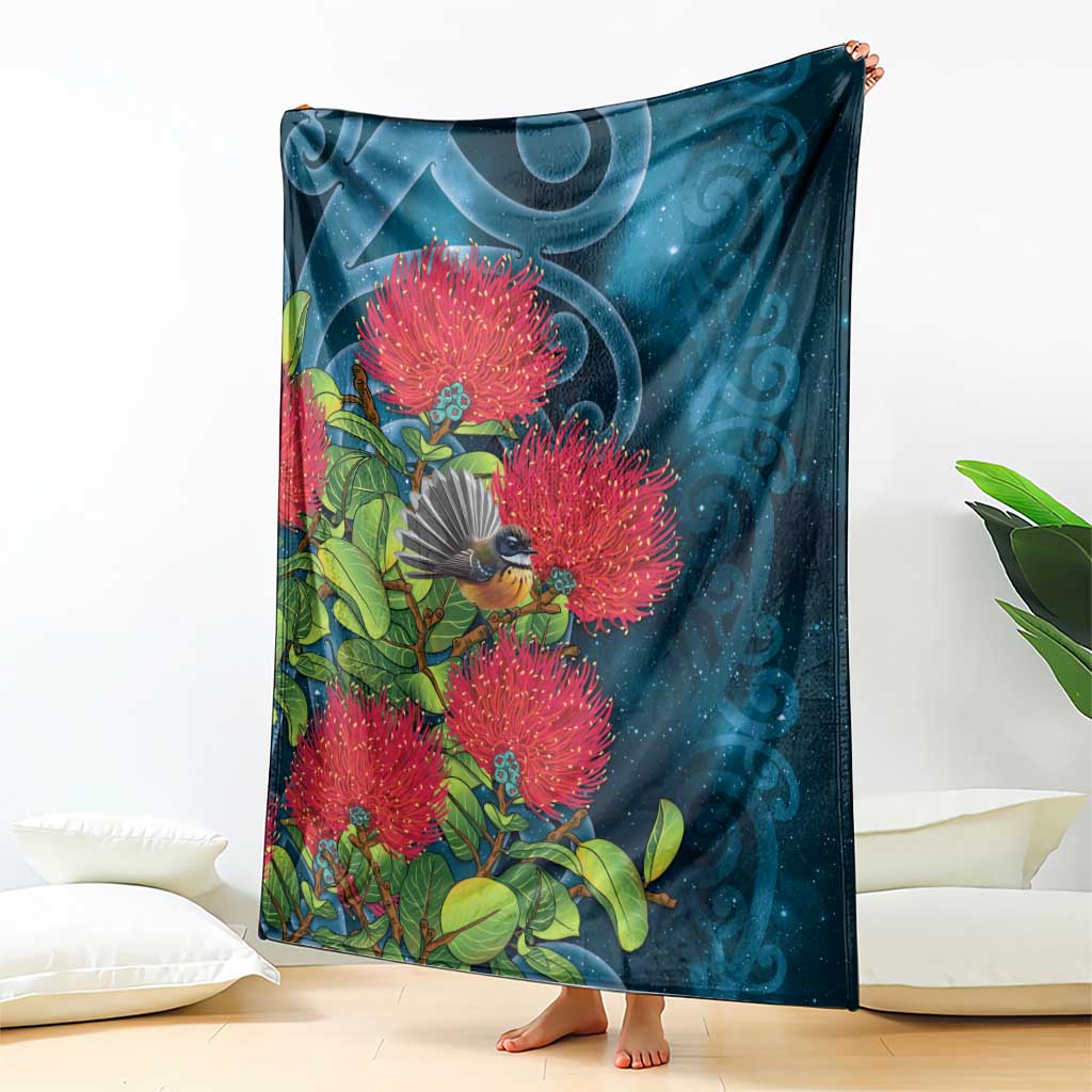 New Zealand Matariki Piwakawaka Blanket Maori Koru With Pohutukawa Flowers LT05 - Polynesian Pride