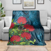 New Zealand Matariki Piwakawaka Blanket Maori Koru With Pohutukawa Flowers LT05 - Polynesian Pride