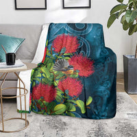 New Zealand Matariki Piwakawaka Blanket Maori Koru With Pohutukawa Flowers LT05 - Polynesian Pride