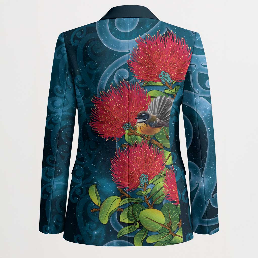 New Zealand Matariki Piwakawaka Blazer Maori Koru With Pohutukawa Flowers LT05 - Polynesian Pride