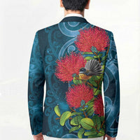 New Zealand Matariki Piwakawaka Blazer Maori Koru With Pohutukawa Flowers LT05 - Polynesian Pride