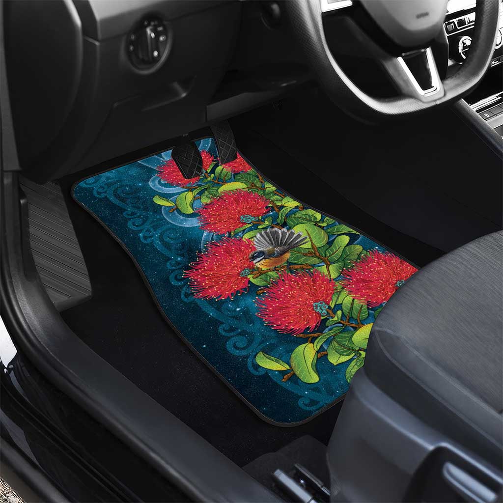 New Zealand Matariki Piwakawaka Car Mats Maori Koru With Pohutukawa Flowers LT05 - Polynesian Pride