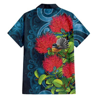 New Zealand Matariki Piwakawaka Family Matching Puletasi and Hawaiian Shirt Maori Koru With Pohutukawa Flowers LT05 - Polynesian Pride
