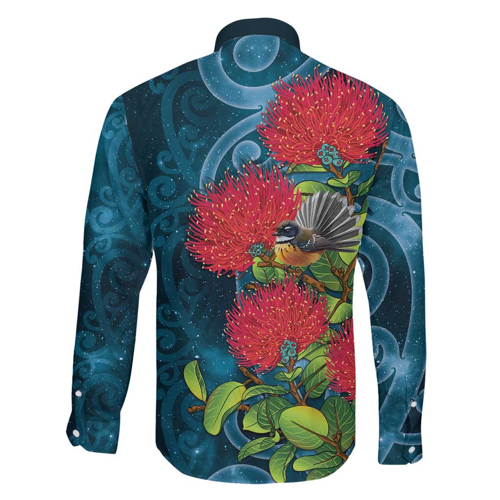 New Zealand Matariki Piwakawaka Family Matching Tank Maxi Dress and Hawaiian Shirt Maori Koru With Pohutukawa Flowers LT05 - Polynesian Pride