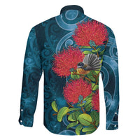 New Zealand Matariki Piwakawaka Family Matching Tank Maxi Dress and Hawaiian Shirt Maori Koru With Pohutukawa Flowers LT05 - Polynesian Pride