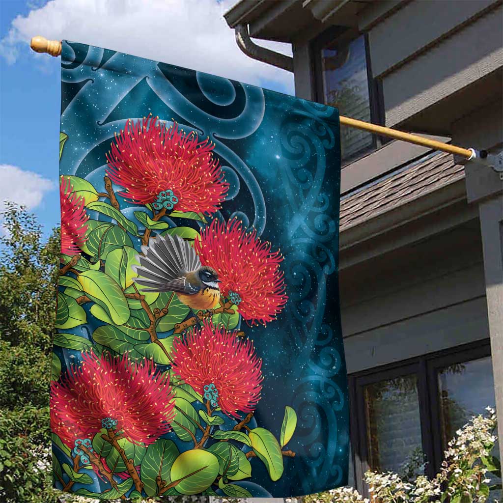 New Zealand Matariki Piwakawaka Garden Flag Maori Koru With Pohutukawa Flowers
