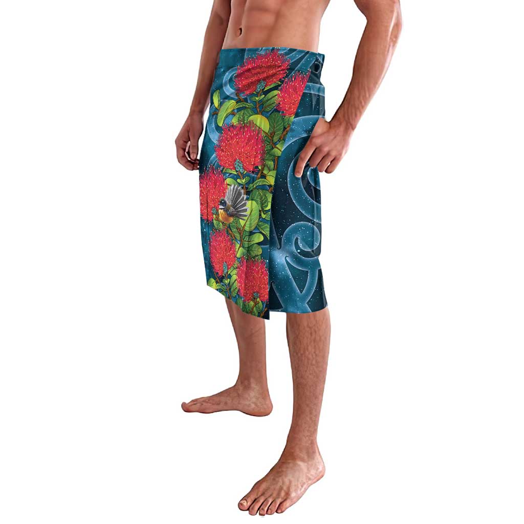 New Zealand Matariki Piwakawaka Lavalava Maori Koru With Pohutukawa Flowers LT05 - Polynesian Pride