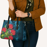 New Zealand Matariki Piwakawaka Leather Bag Maori Koru With Pohutukawa Flowers LT05 - Polynesian Pride