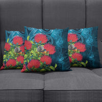New Zealand Matariki Piwakawaka Pillow Cover Maori Koru With Pohutukawa Flowers LT05 - Polynesian Pride
