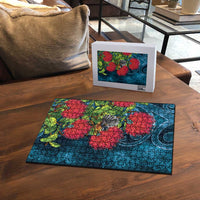 New Zealand Matariki Piwakawaka Puzzle Maori Koru With Pohutukawa Flowers LT05 - Polynesian Pride
