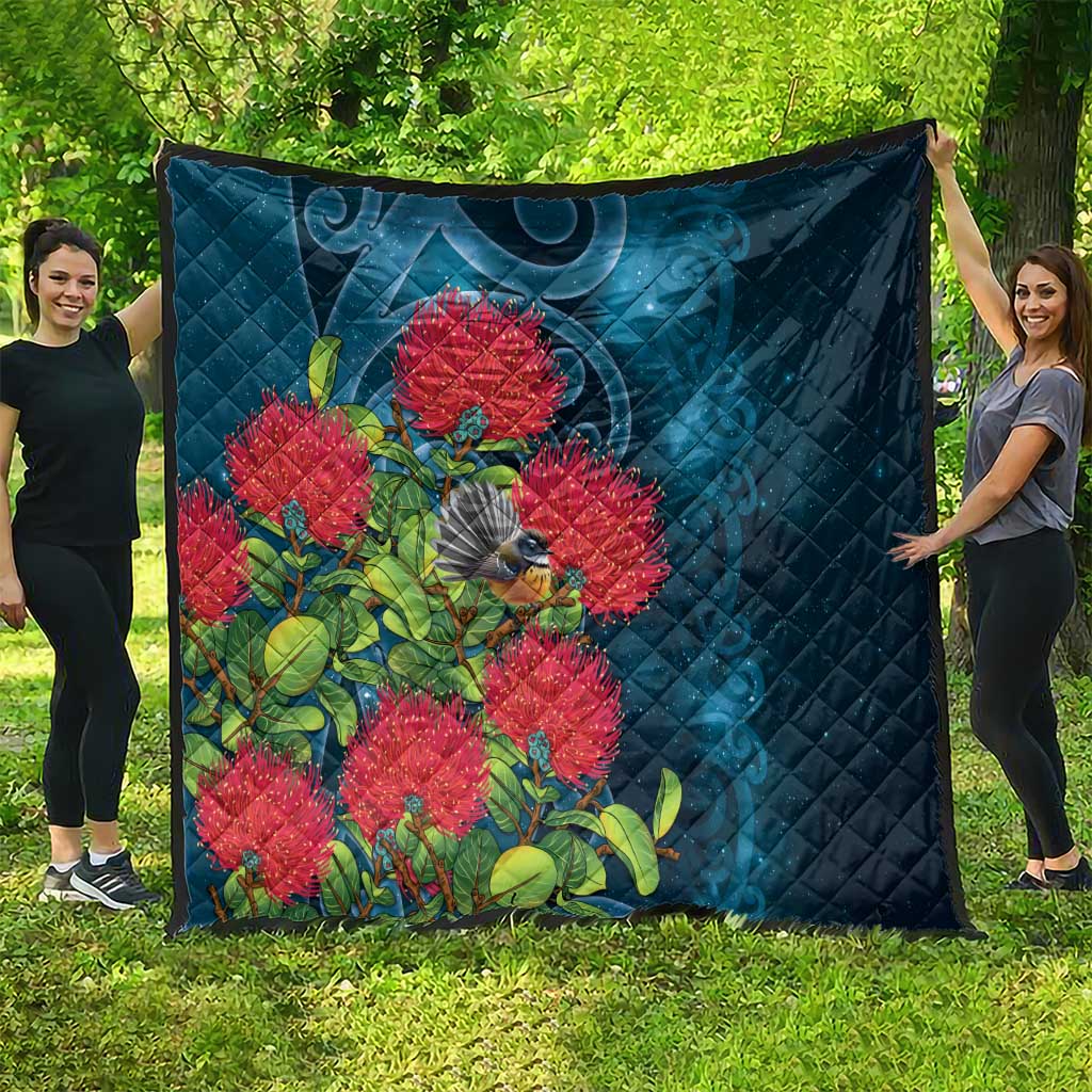 New Zealand Matariki Piwakawaka Quilt Maori Koru With Pohutukawa Flowers LT05 - Polynesian Pride