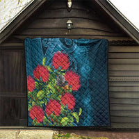 New Zealand Matariki Piwakawaka Quilt Maori Koru With Pohutukawa Flowers LT05 - Polynesian Pride