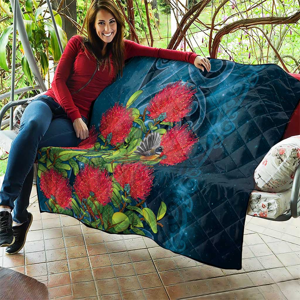 New Zealand Matariki Piwakawaka Quilt Maori Koru With Pohutukawa Flowers LT05 - Polynesian Pride