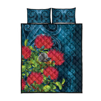 New Zealand Matariki Piwakawaka Quilt Bed Set Maori Koru With Pohutukawa Flowers LT05 - Polynesian Pride