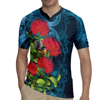 New Zealand Matariki Piwakawaka Rugby Jersey Maori Koru With Pohutukawa Flowers LT05 - Polynesian Pride