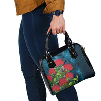 New Zealand Matariki Piwakawaka Shoulder Handbag Maori Koru With Pohutukawa Flowers LT05 - Polynesian Pride