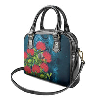 New Zealand Matariki Piwakawaka Shoulder Handbag Maori Koru With Pohutukawa Flowers LT05 - Polynesian Pride