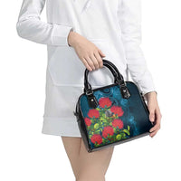 New Zealand Matariki Piwakawaka Shoulder Handbag Maori Koru With Pohutukawa Flowers LT05 - Polynesian Pride