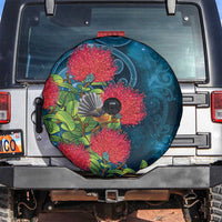 New Zealand Matariki Piwakawaka Spare Tire Cover Maori Koru With Pohutukawa Flowers