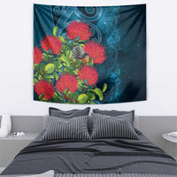 New Zealand Matariki Piwakawaka Tapestry Maori Koru With Pohutukawa Flowers LT05 - Polynesian Pride