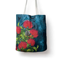 New Zealand Matariki Piwakawaka Tote Bag Maori Koru With Pohutukawa Flowers