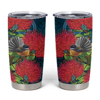 New Zealand Matariki Piwakawaka Tumbler Cup Maori Koru With Pohutukawa Flowers