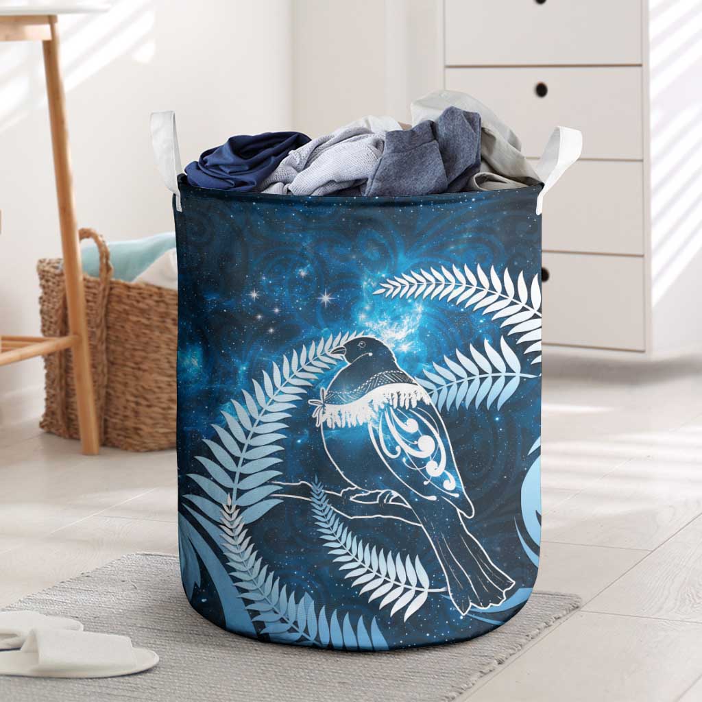 New Zealand Matariki Laundry Basket Pigeon Kereru Maori Fern Art LT05 Blue - Polynesian Pride