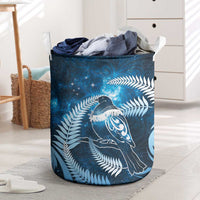 New Zealand Matariki Laundry Basket Pigeon Kereru Maori Fern Art LT05 Blue - Polynesian Pride