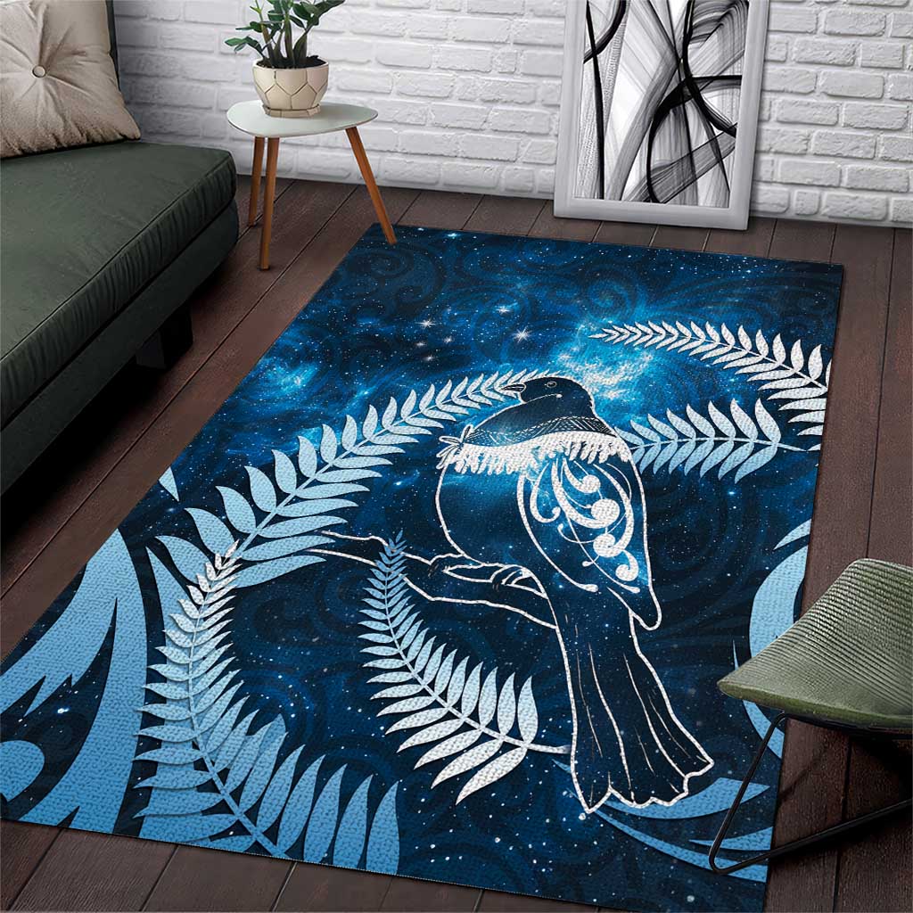 New Zealand Matariki Area Rug Pigeon Kereru Maori Fern Art LT05 Blue - Polynesian Pride
