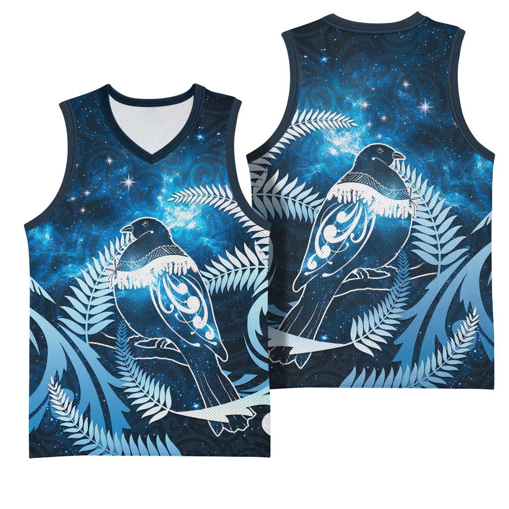 New Zealand Matariki Basketball Jersey Pigeon Kereru Maori Fern Art LT05 - Polynesian Pride