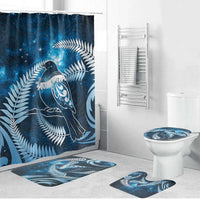 New Zealand Matariki Bathroom Set Pigeon Kereru Maori Fern Art LT05 Bathroom Set (4 pcs) Blue - Polynesian Pride