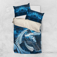 New Zealand Matariki Bedding Set Pigeon Kereru Maori Fern Art LT05 US Twin 172cm x 218cm Blue - Polynesian Pride