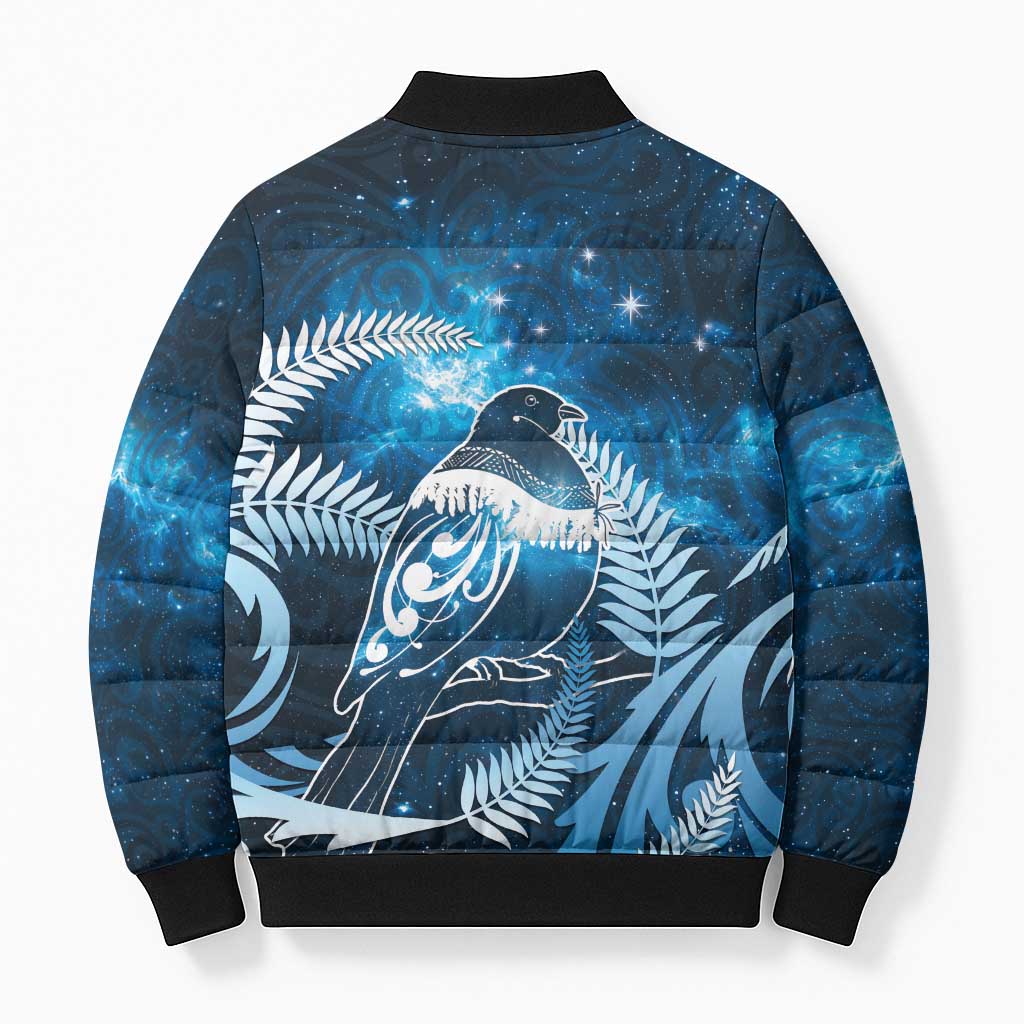 New Zealand Matariki Bomber Puffer Jacket Pigeon Kereru Maori Fern Art LT05 - Polynesian Pride