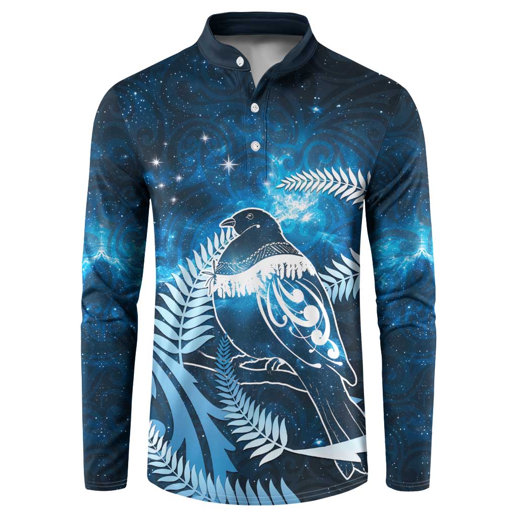 New Zealand Matariki Button Sweatshirt Pigeon Kereru Maori Fern Art LT05 Blue - Polynesian Pride