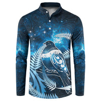 New Zealand Matariki Button Sweatshirt Pigeon Kereru Maori Fern Art LT05 Blue - Polynesian Pride