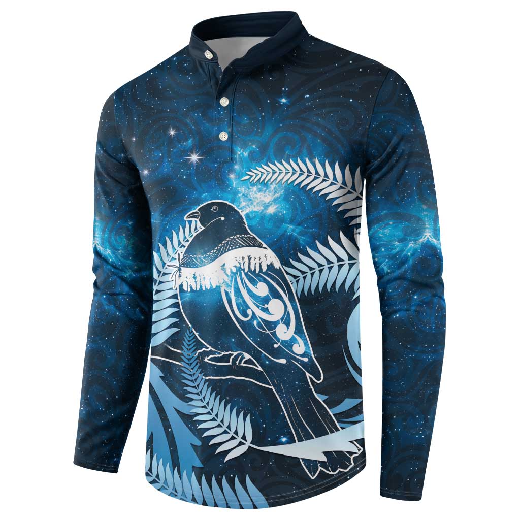 New Zealand Matariki Button Sweatshirt Pigeon Kereru Maori Fern Art LT05 - Polynesian Pride