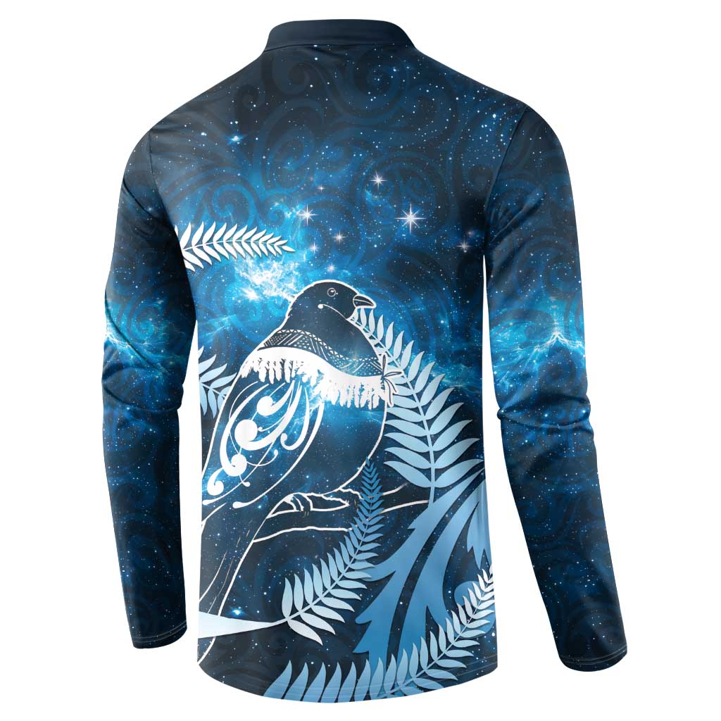 New Zealand Matariki Button Sweatshirt Pigeon Kereru Maori Fern Art LT05 - Polynesian Pride