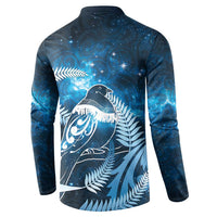 New Zealand Matariki Button Sweatshirt Pigeon Kereru Maori Fern Art LT05 - Polynesian Pride