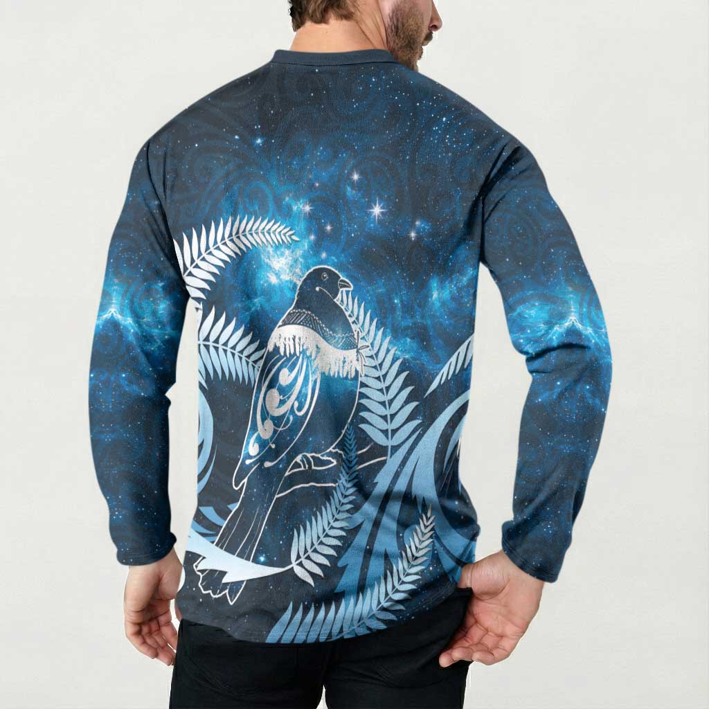 New Zealand Matariki Button Sweatshirt Pigeon Kereru Maori Fern Art LT05 - Polynesian Pride