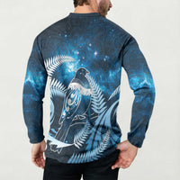 New Zealand Matariki Button Sweatshirt Pigeon Kereru Maori Fern Art LT05 - Polynesian Pride