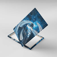 New Zealand Matariki Canvas Wall Art Pigeon Kereru Maori Fern Art LT05 With Frame Blue - Polynesian Pride