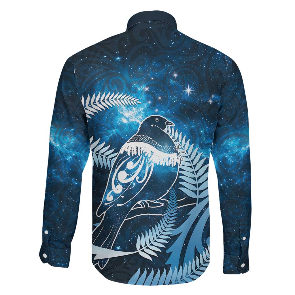 New Zealand Matariki Family Matching Off The Shoulder Long Sleeve Dress and Hawaiian Shirt Pigeon Kereru Maori Fern Art LT05 - Polynesian Pride